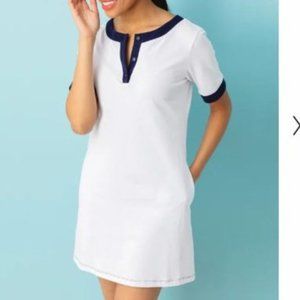 NWT White Tuckernuck Dress with Navy Trim